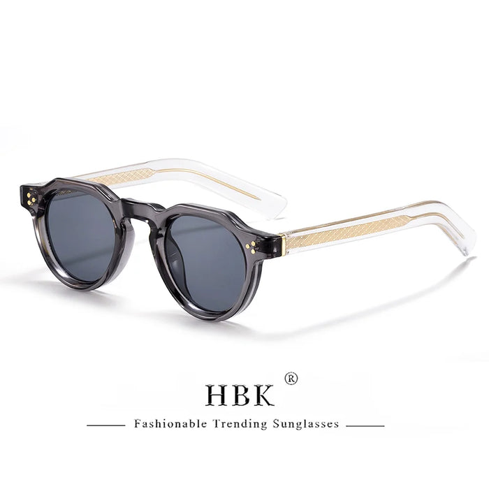 HBK Retro Small Round Men Sunglasses High-Quality Thick Style Women Outdoor Travel Business Driving Decorative Glasses UV400