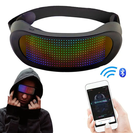 Gafas LED a todo color brillantes, control por aplicación Bluetooth, gafas luminosas dinámicas programables para Raves, festivales, fiestas