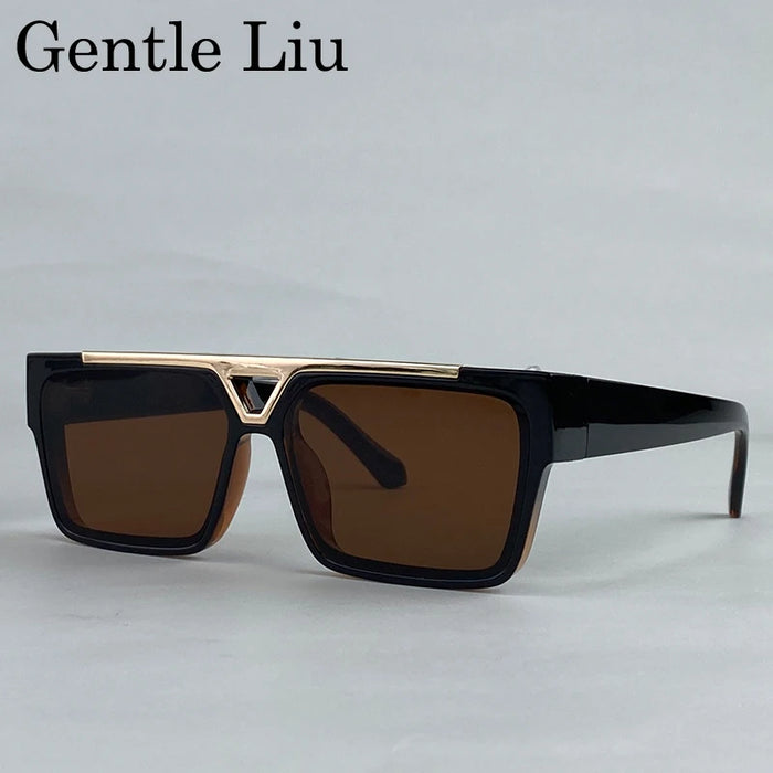 Gafas de sol cuadradas Steampunk polarizadas de gran tamaño para hombre 2025, marca de lujo, montura grande, gafas de sol para hombre, gafas retro clásicas UV400
