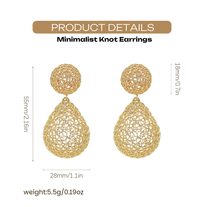 YTJX  Women's Piercing Earring  18K  Copper Gold Plated Hollow out Long Pendant Water Drop Jewelry  Accessories For Christmas