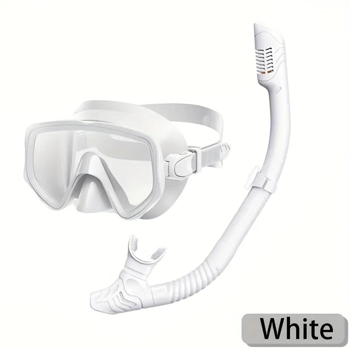 Scuba Diving Mask Snorkel Set For Adults Tempered Glass Professional Panoramic Snorkeling Gear Swimming Training Snorkel Kit