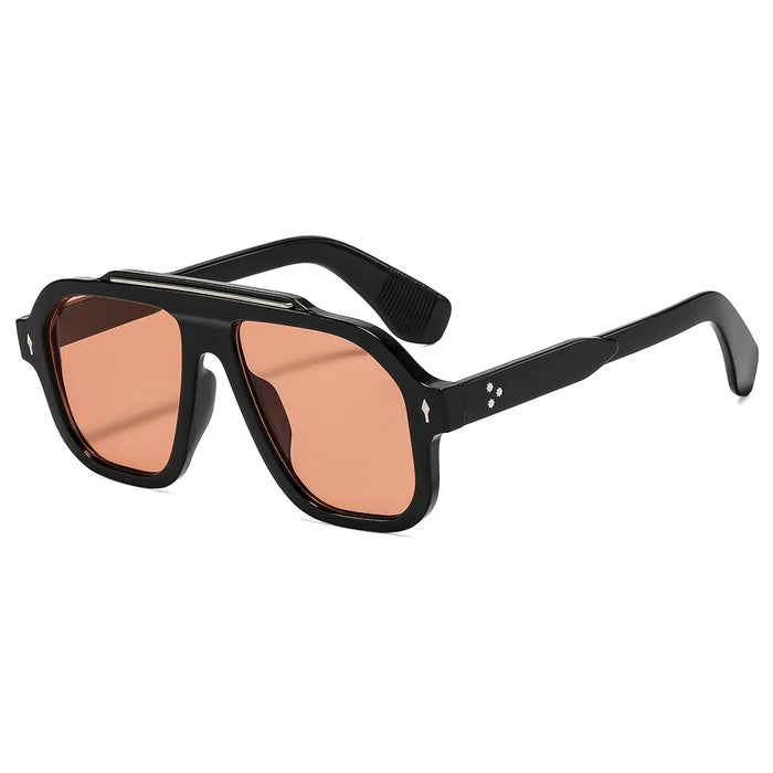 New Retro Leopard Square Frame Women Sunglasses Y2K Luxury Brand Personality Rivet Frame Design Outdoor Punk Men Glasses UV400