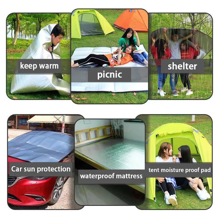 Tapis d'humidité en papier d'aluminium Tapis de sol de camping en plein air Imperméable Tapis de pique-nique portable Tapis de couchage léger pour la randonnée