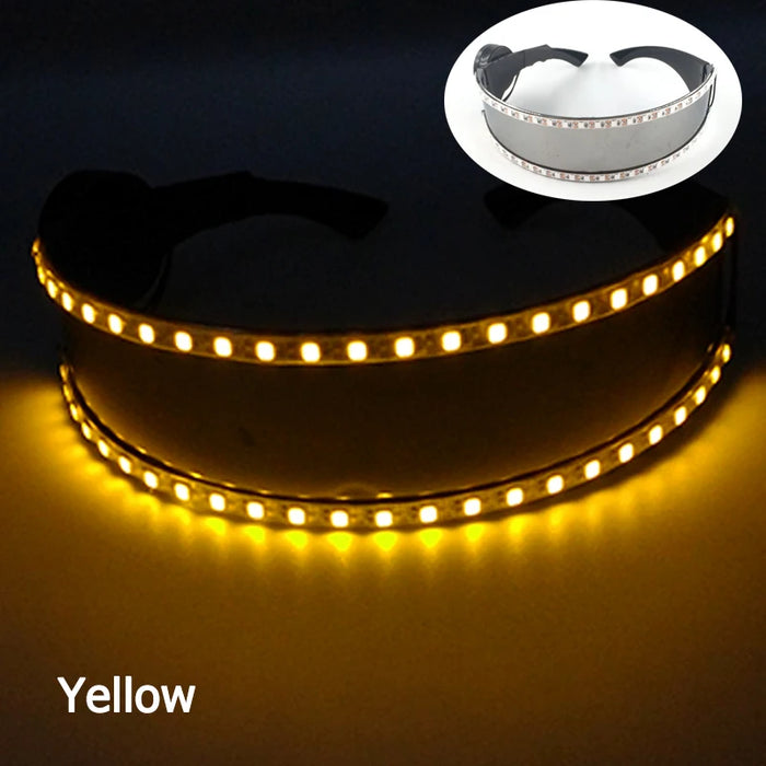 Gafas futuristas cyberpunk luminosas Rave Gafas iluminadas cibernéticas Visor LED que brilla para accesorios de espectáculo de música EDM