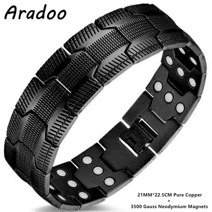 ARADOO  99.9% Pure Copper Bracelet with Double-Row Strength Magnets Jewelry Gift