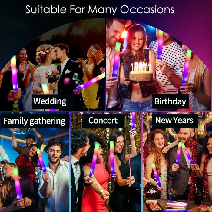 40 varitas de espuma LED luminosas, varitas luminosas de esponja, luz nocturna, suministros para fiestas de brillo para bodas, cumpleaños, raves, conciertos