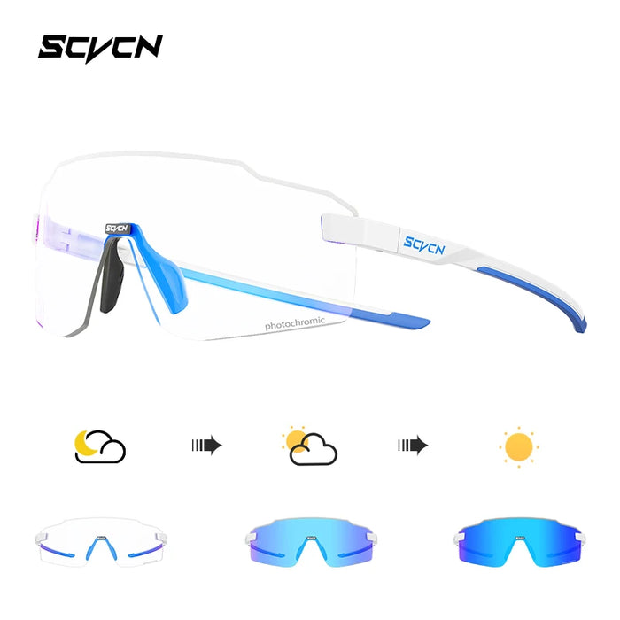 SCVCN Ultralight Photochromic Sports Running Sunglasses Men Women Outdoor Road Cycling Glasses UV400 Windproof Sandproof Goggles