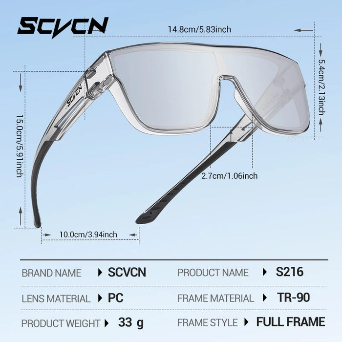 SCVCN Glasses Designed to Be Worn over Prescription Photochromic Road Bicycle Sports Outdoor Cycling Sunglasses HiKing Eyewear