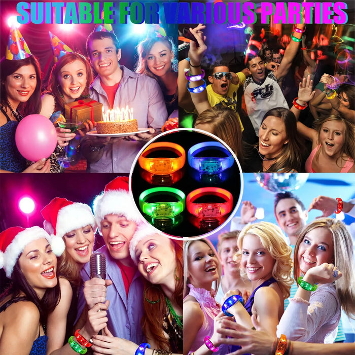 Pulseras LED que brillan de 10 a 300 piezas, pulsera luminosa que se ilumina con control de sonido para Nochevieja, conciertos con control de música