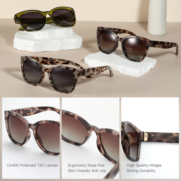 ZENOTTIC Gafas de sol polarizadas para mujer con montura gruesa de mariposa original, protección UV400, estilo ojo de gato