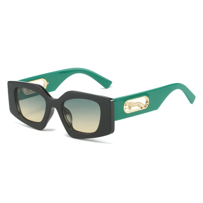 Nouvelles lunettes de soleil œil de chat femmes hommes verres dégradés carrés monture PC décor léopard marque designer lunettes de soleil UV400