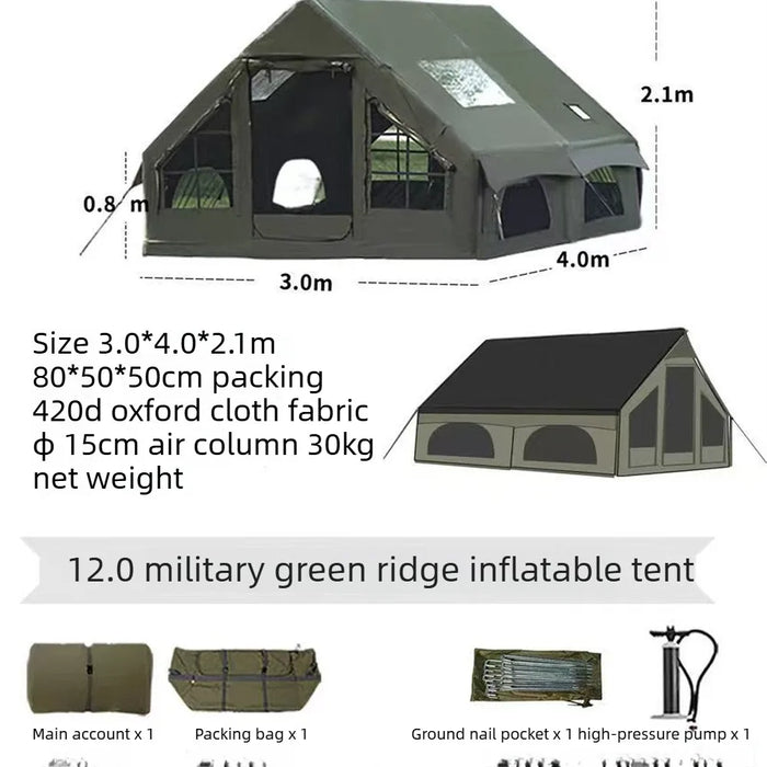 Outdoor Camping Inflatable Tent 4 season tent Portable House Quick Setup for Travel Picnic BBQ with Storage Bag Air Pump