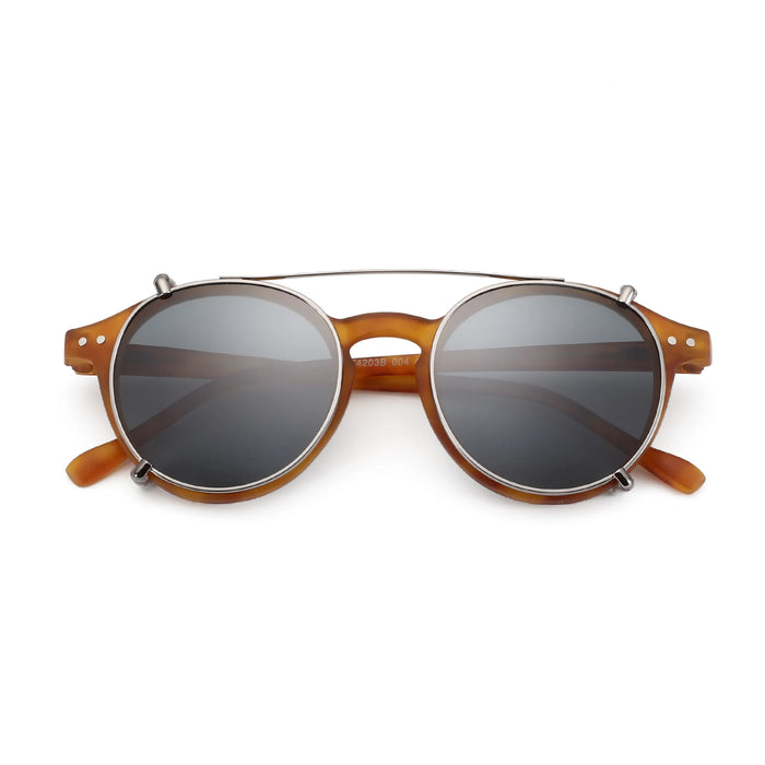ZENOTTIC-Steampunk Style Clip On Sunglasses for Men Women Anti Blue Light Glasses+Polarized Clip Fashion/Retro Computer Eyewear