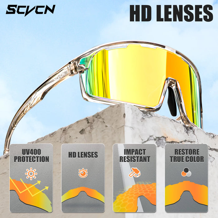SCVCN Cycling Glasses MTB Road Bike Sunglasses UV400 Bicycle Glasses Protection Light Unisex Bike Sports Equipment
