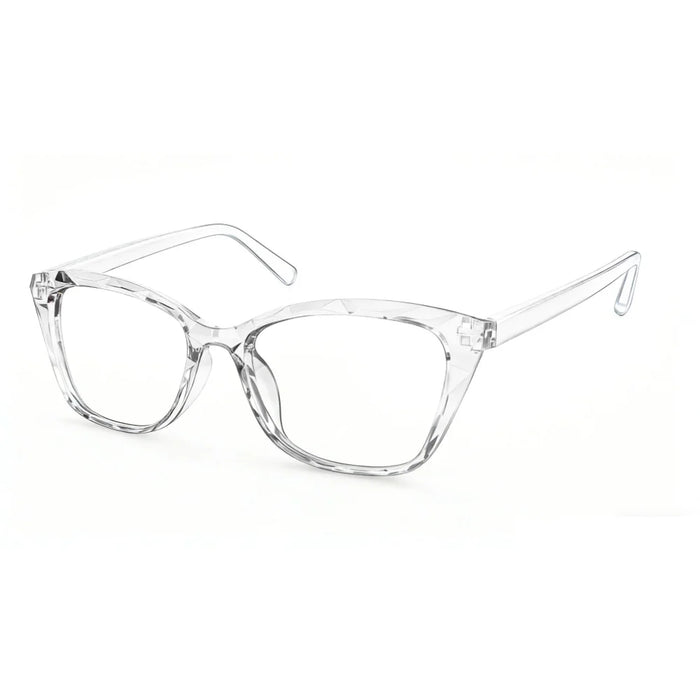 MODFANS Gradient Cat-Eye Polygonal Blue Light-Blocking Reading Glasses, Geometrically Cut Clear PC, for Women, +0.5 to +4.0.