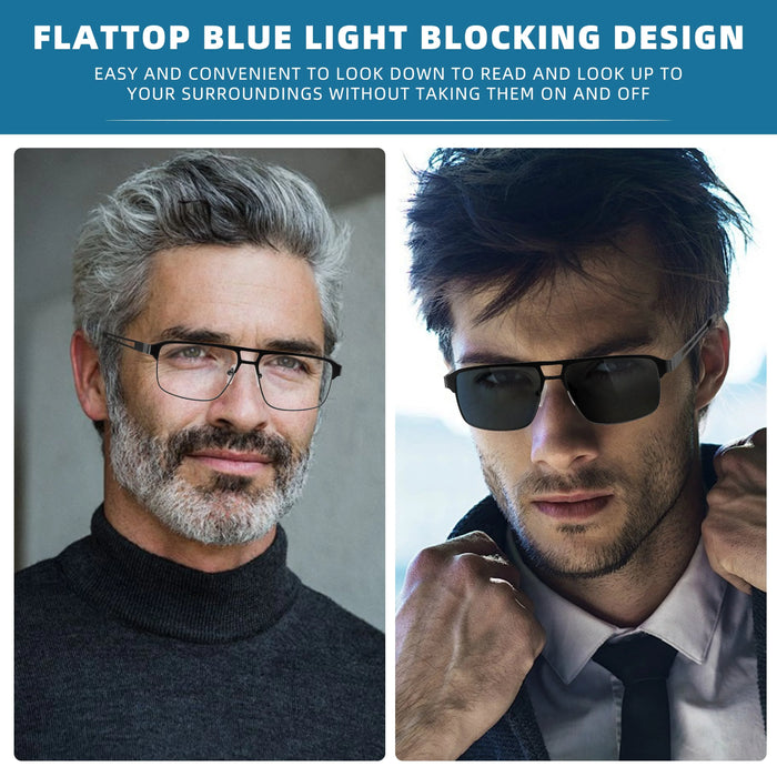 Readers Men Blue Light Blocking Reading Glasses Metal Frame Spring Hinge Presbyopia +0.50-3.5 Diopter Magnifier Lens Eyewear