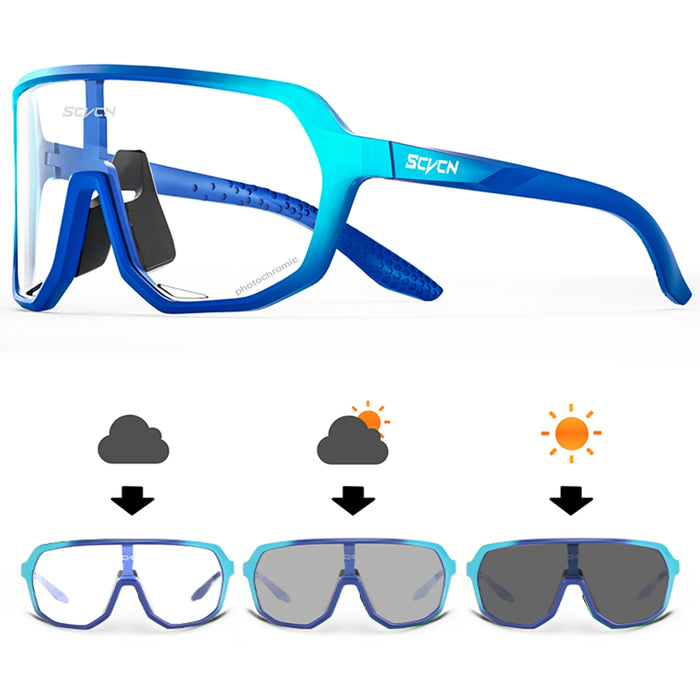Scvcn Cycling Glasses Photochromic Sunglasses for Men Sun Mountain Bike Road Bicycle Eyewear Cycle Goggles Sports UV400 MTB