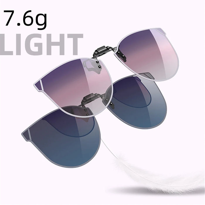 Gafas de sol de mujer VIVIBEE estilo ojo de gato degradadas con clip, gafas de sol polarizadas de gran tamaño para conducir de mujer, gafas moradas