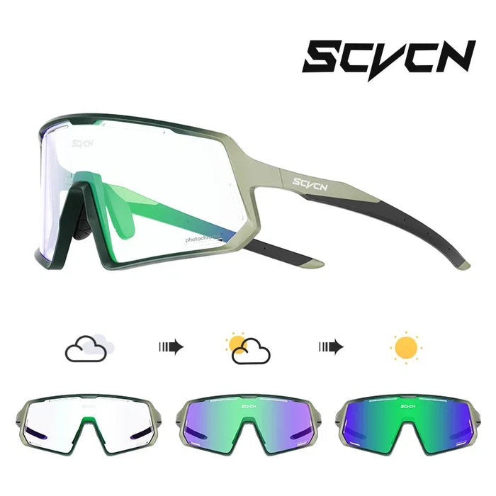 SCVCN Photochromic Cycling Glasses TR90 Frame for Men Women UV400 Outdoor Sports Sunglasses Cycling MTB Driving Running Glasses