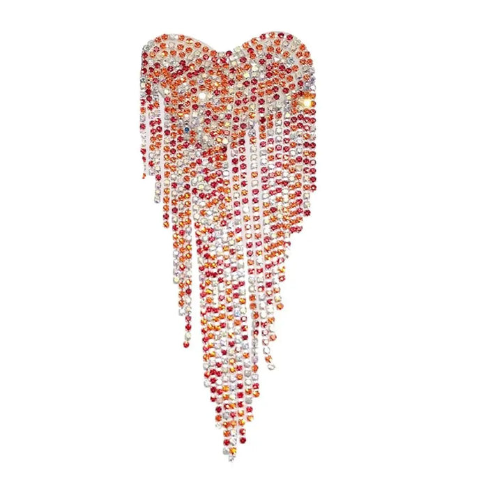 Retro Heart Beaded Tassels Shoulder Strap Epaulettes Stage Sew on Clothes Applique Punk Shoulder Patches Appliques Accessories