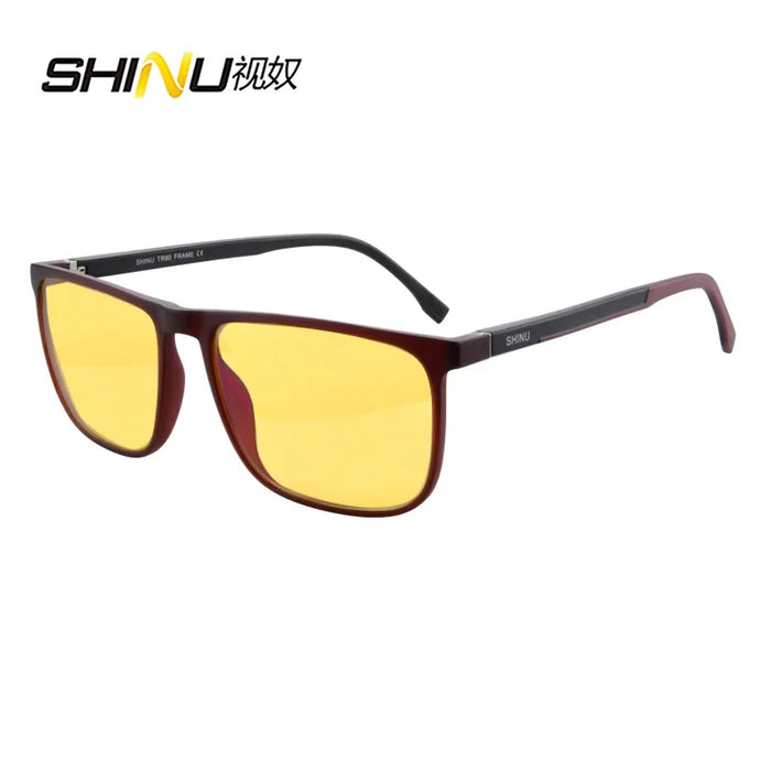 SHINU Red Sleeping Glasses Blue Light Blocking Good rest Computer Glasses For Men Blue Light Filter Orange Tinted Glasses