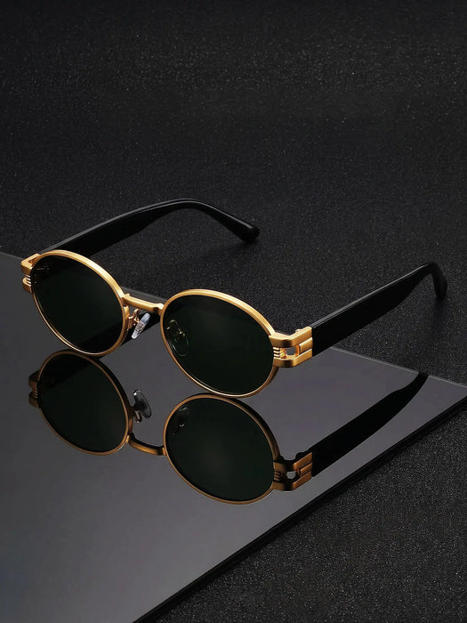 VIOLA MAG Retro Oval Sunglasses for Men Women, Vintage Small Round Polarized Sun Glasses, UV400 Protection Fashion Shades with F