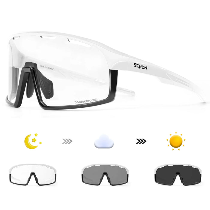 SCVCN Men Outdoor Sports Glasses Photochromic Sunglasses Bicycle Cycling Glasses Women Driving Bike Eyewear UV400 Hiking Goggles