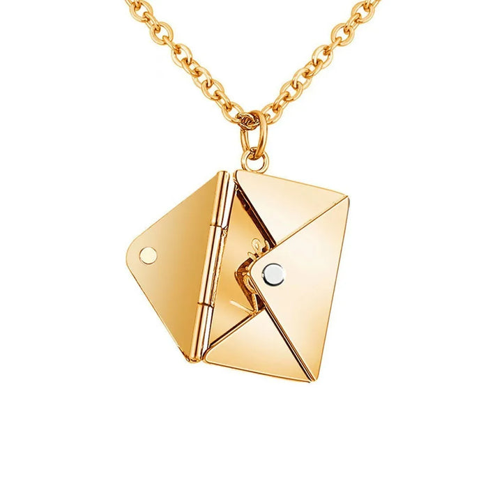 Portable Envelope Locket Necklace Confession Love You Stainless Steel Love Letter Envelope Pendant Engraved Pendant Jewelry