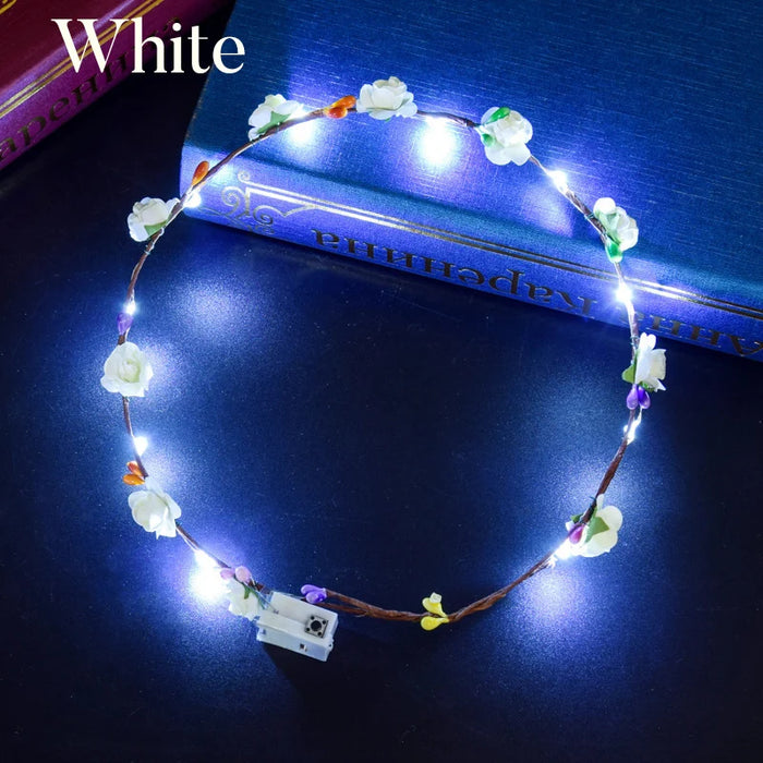 10-300Pcs LED Flower Crowns Light Up Headbands Glowing Flower Crown Garland Glow in the Dark Headband for Wedding Party favors