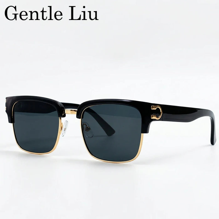 Gafas de sol fotocromáticas cuadradas vintage para hombre, de lujo, de diseñador, montura negra dorada, gafas de sol retro para conducir, Oculos De Sol 2026