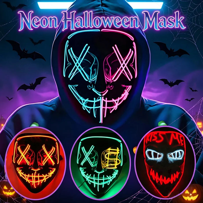 Máscara LED luminosa V de Vendetta, máscara facial completa anónima que brilla en la oscuridad para fiestas, raves, Halloween, cosplay y accesorios de disfraces.