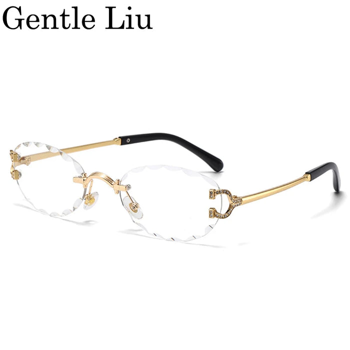 Oval Punk Rimless Change Color Sunglasses Men 2026 Luxury Brand  Photochromic Sunglass Metal Frame Cutting Lens Eyewear For Male