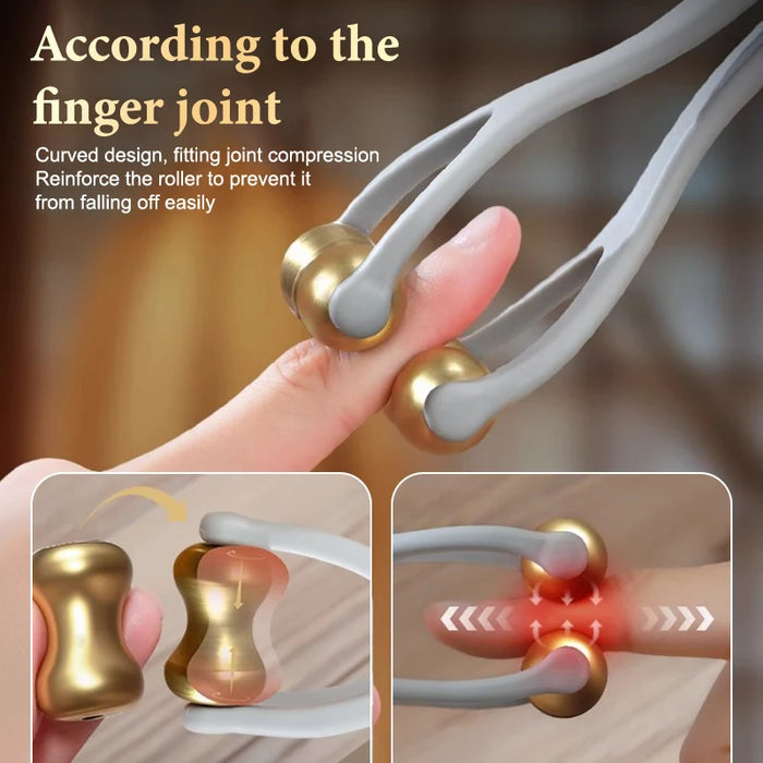 Finger Massage Dual-Row Roller Brass Roller Design Easy Use Relieve Finger Fatigue Promote Blood Portable Finger Massage Tool"