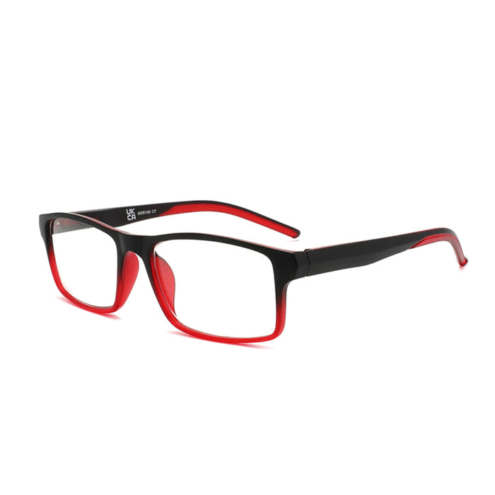 MODFANS Stylish Gradient Rectangle Men's Blue Blackout Reading Glasses, UV Protection, Comfort Spring Hinge Glasses