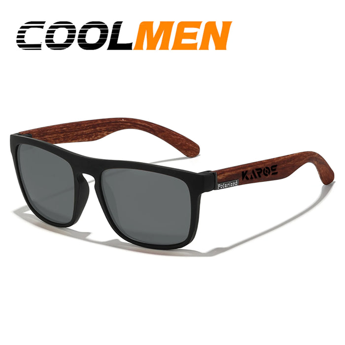 COOLMEN Gafas de sol polarizadas clásicas cuadradas para hombre, pesca, exteriores, conducción, ciclismo, correr, estilo vintage, montura grande, protección UV400