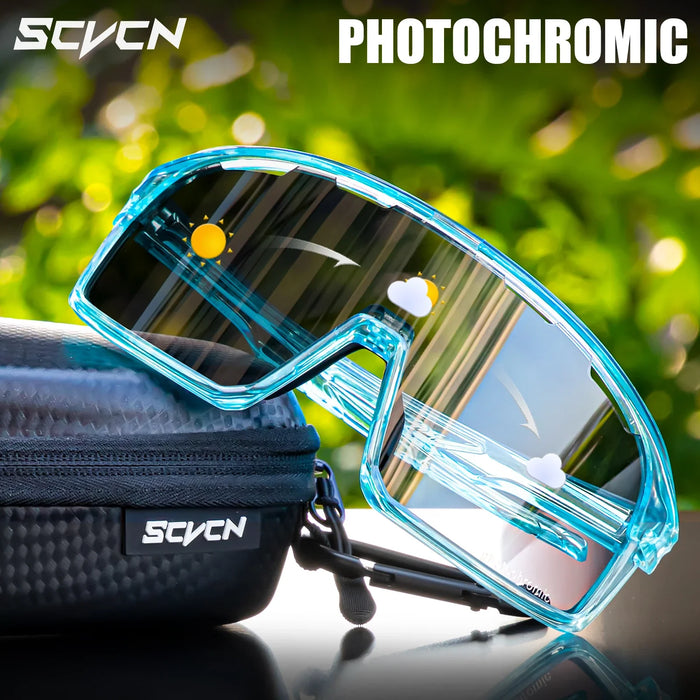 SCVCN Photochromic Cycling Glasses Hiking Drive Bicycle Sports Sunglasses Outdoor Running Sunglasses Men MTB Road Bike Glasses