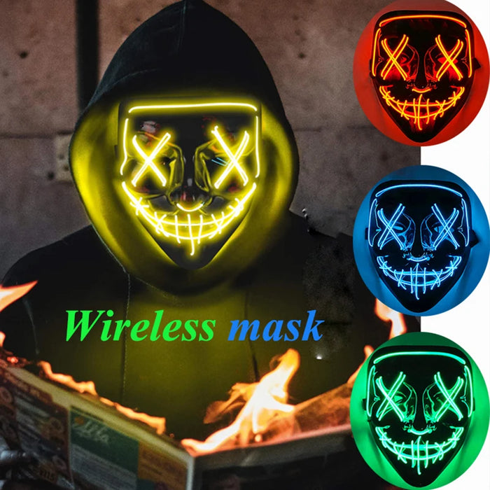 Máscara LED luminosa V de Vendetta, máscara facial completa anónima que brilla en la oscuridad para fiestas, raves, Halloween, cosplay y accesorios de disfraces.