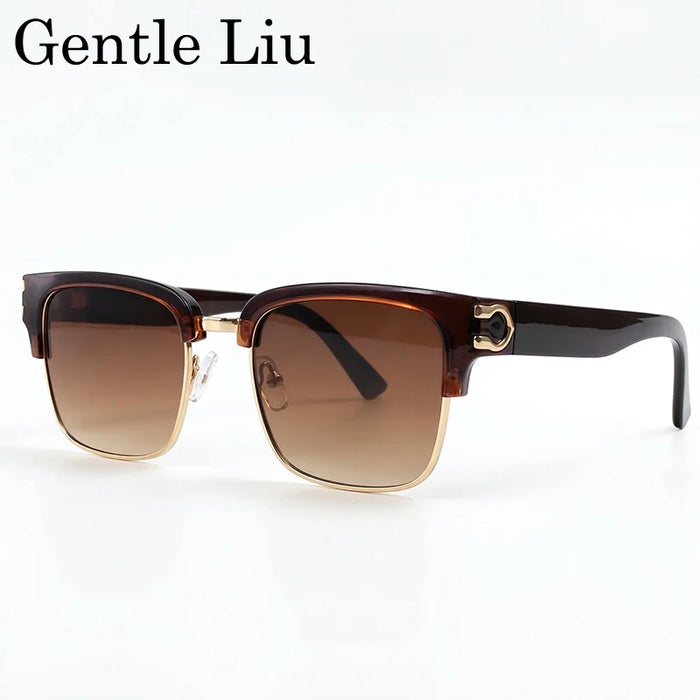 Gafas de sol fotocromáticas cuadradas vintage para hombre, de lujo, de diseñador, montura negra dorada, gafas de sol retro para conducir, Oculos De Sol 2026
