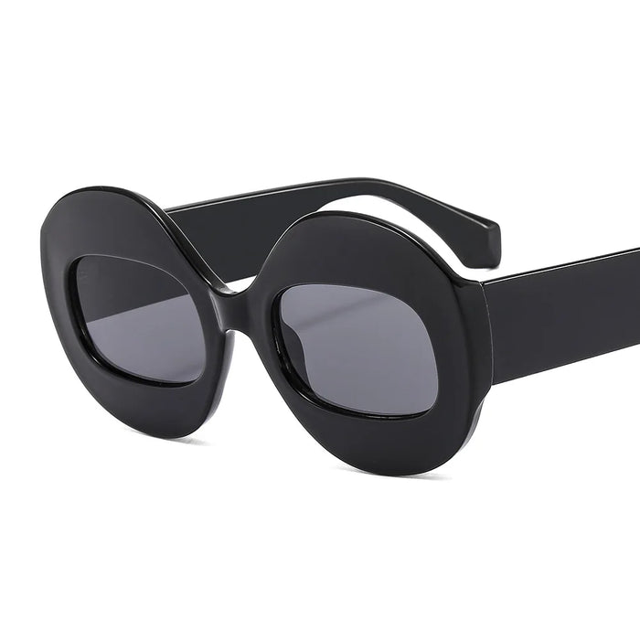 Gafas de sol de mujer de moda redondas con contraste de color, retro ovaladas, lentes transparentes degradadas UV400, gafas de sol modernas estilo punk para hombre