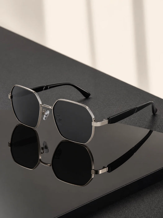Fashion Polygonal Metal Frame Sunglasses, Men's And Women's Outdoor Driving Travel Decorations
