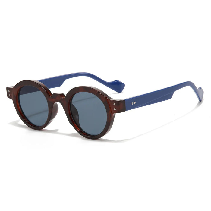 Round Sunglasses Men Punk Double Color Shades UV400 Retro Rivets Decoration Women Trending Sun Glasses Clear Lens Frame