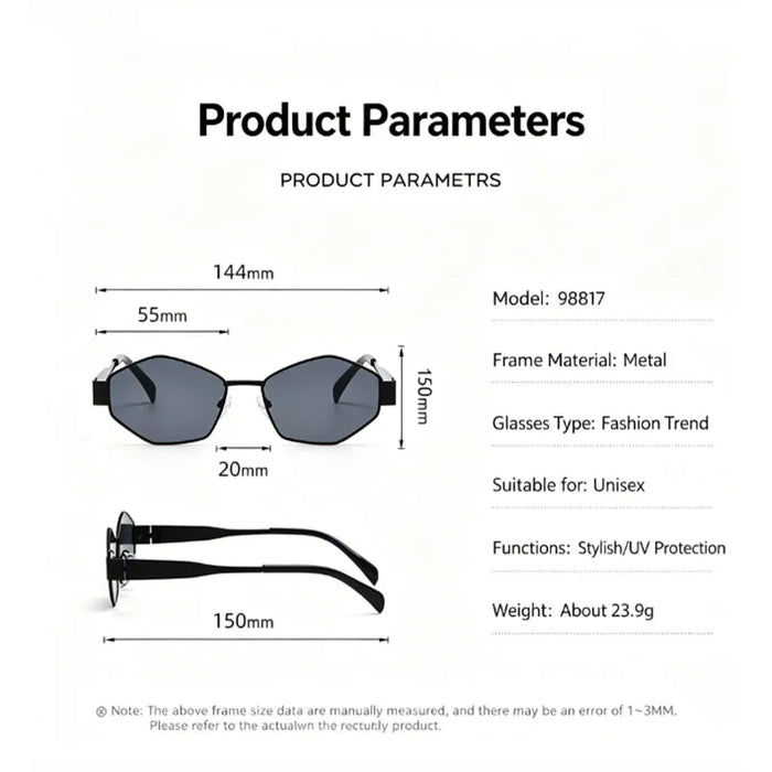 2 Pack Summer Fashion Sunglasses Set, Rhombus and Oval Frame Trendy Eyewear Accessories for Daily Wear Street Casual