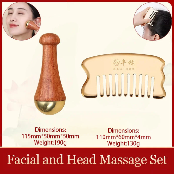 Copper guasha plate pure brass household scalp universal massage comb Mammary Scraping comb body massage tool