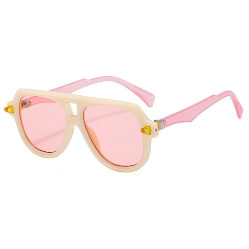 Lunettes de soleil pilote double pont femme, verres dégradés rétro, UV400, tendance, marque de designer homme, rivets