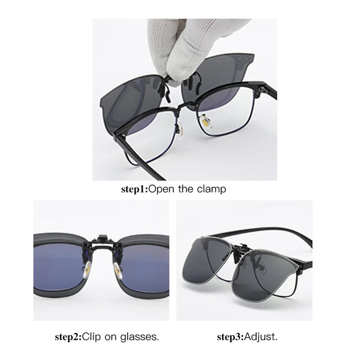 VIVIBEE Gafas de sol grandes con clip abatible polarizadas para hombre, clásicas, UV400, lentes fotocromáticas, gafas de sol para mujer