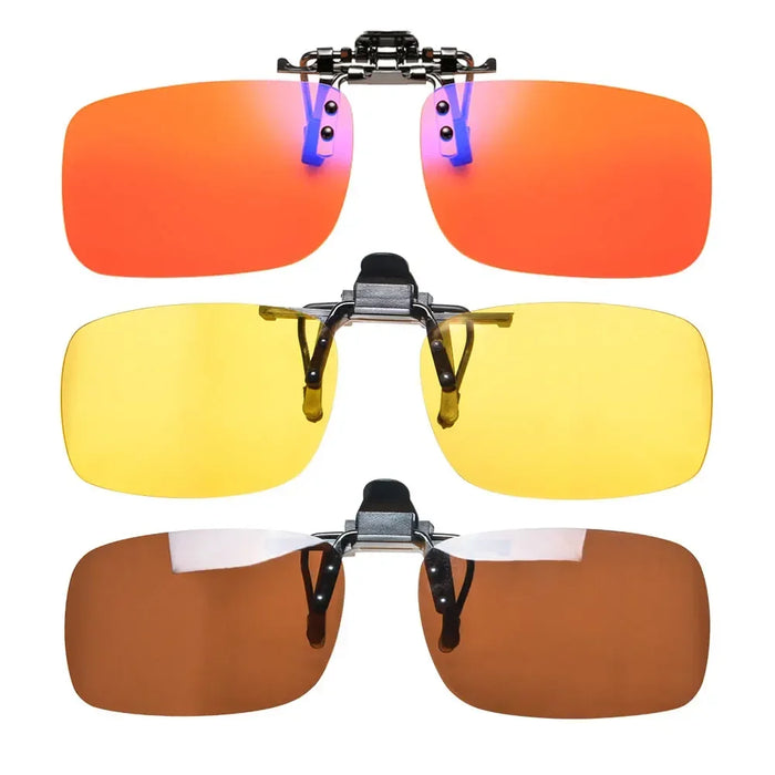 SHINU Clip On Polarized Glasses Anti Blue Light polarized sunglasses worn over glasses Yellow Lenses glasses for night driving