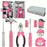 24pcs Pink Home Tool Kit Set Portable Compact Case Basic Hand Tools for Women DIY Household Repair Ideal Complete Gift