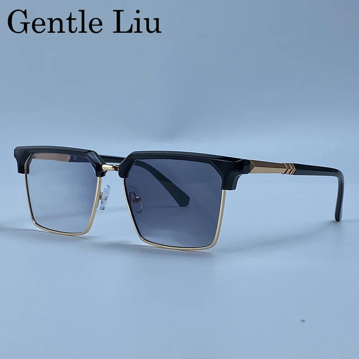 2026 Lunettes de Soleil Carrées de Luxe Designer Homme Classique Vintage Monture Métal Noir Or Lunettes de Soleil Steampunk Conduite