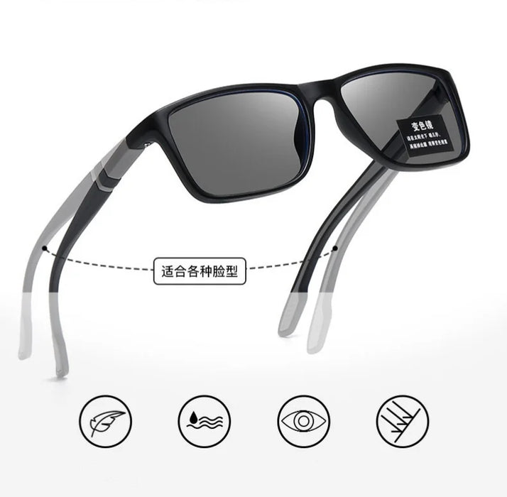 -0.5 -0.75 -1.25 Photochromic Anti Blue Light Outdoor Sports Cycling Ultra Light High-definition Color Changing Myopia Glasses