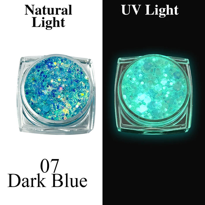 Luminous Glitter Gel Face Body Art Makeup UV Glow in The Dark Waterproof Long Lasting for Party Rave Festival Cosmetic Tool